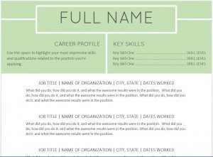 Green resume templates