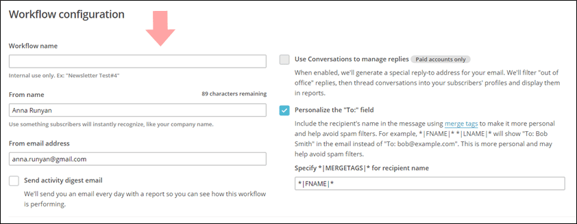 mailchimp workflow configuration1