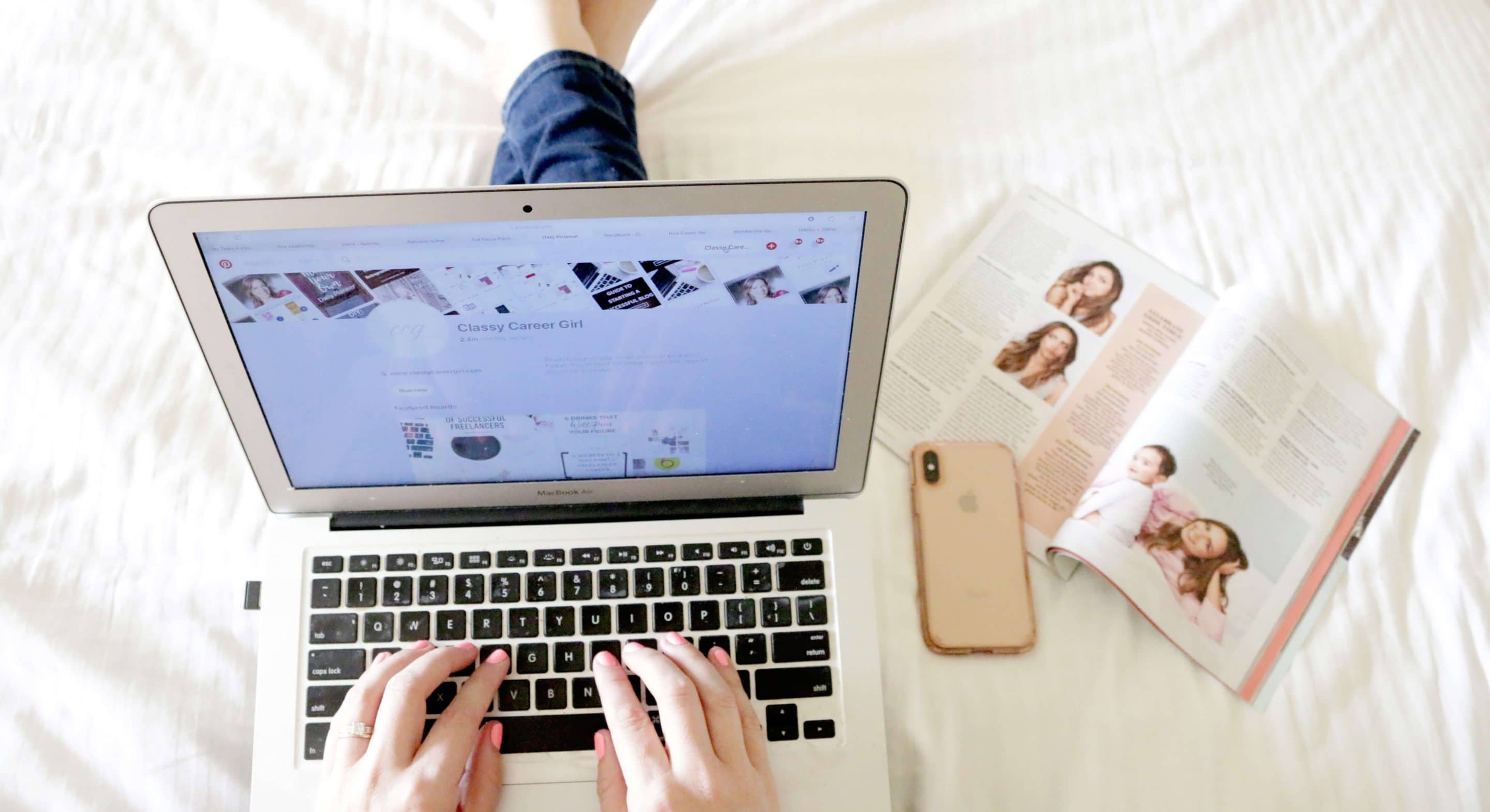 Anna Laptop in Bed Pinterest create content fast